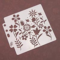 Yiwann - Plantilla para manualidades- diseño de flores- para álbumes de recortes- estampado de flores
